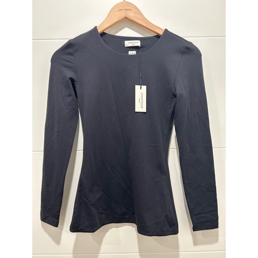 Aritzia Babaton Contour Crew Hip Long Sleeve T-Shirt Black Small NWT 115752